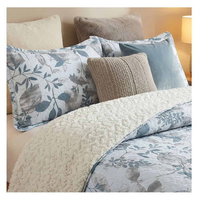CUBRECAMA SHERPA KING - FLORAL SAPA AZUL M964 - 2
