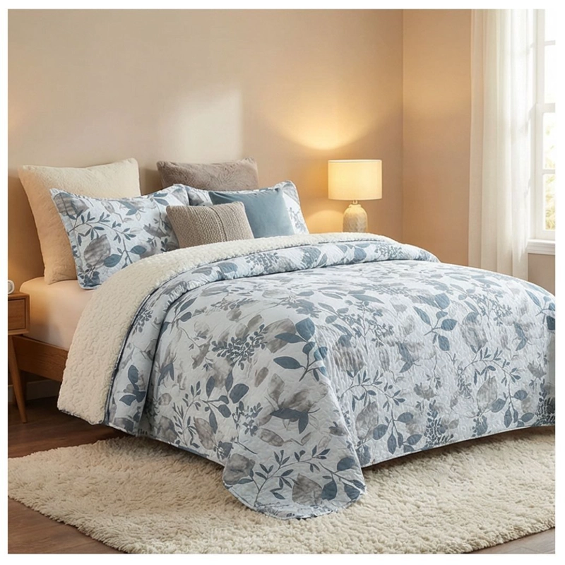 CUBRECAMA SHERPA KING - FLORAL SAPA AZUL M964 - 5