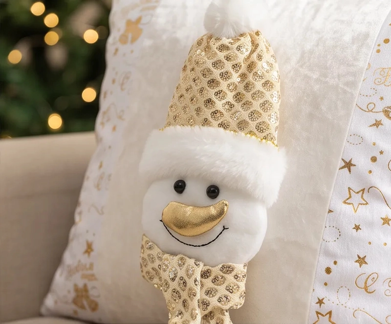 PACK 2 COJINES NAVIDEÑOS CON RELLENO 45X31 CM COLECCION LAPONIA MUÑECO DE NIEVE PERLA - 2