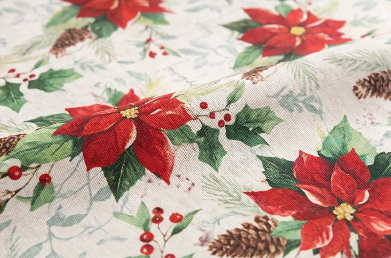 MANTEL NAVIDEÑO RECTANGULAR 140 X 220 CM - BLANCO FLOR DE PASCUA - 3