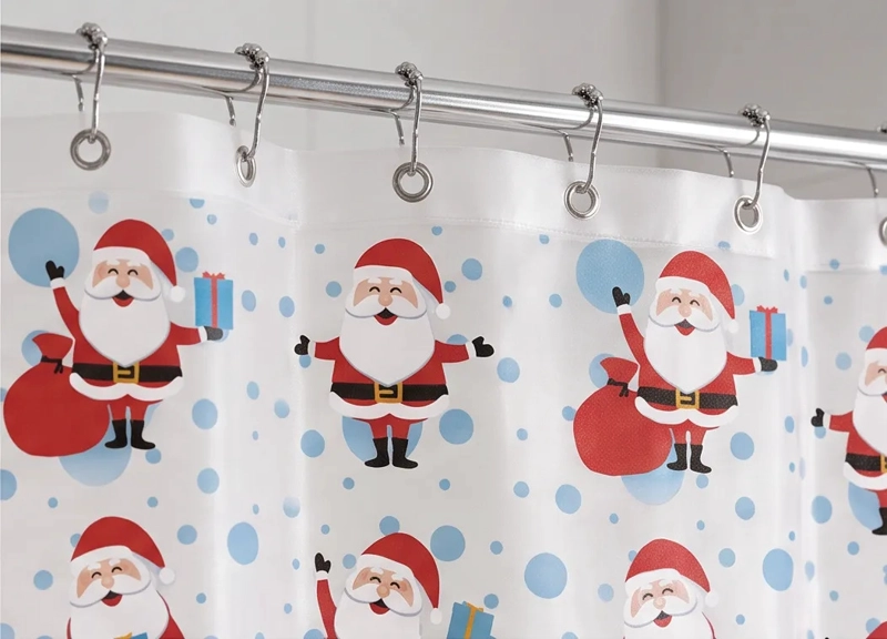 CORTINA DE BAÑO NAVIDEÑA 180 X 180 CM - SANTA BURBUJAS - 2