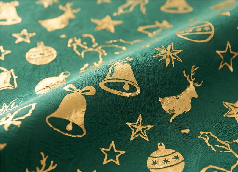 MANTEL NAVIDEÑO RECTANGULAR 140 X 220 CM - VERDE RENOS DORADOS - 3