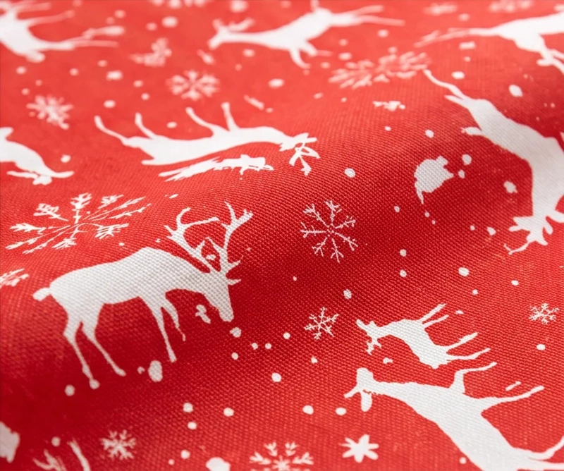 MANTEL NAVIDEÑO RECTANGULAR 140 X 220 CM - ROJO RENOS BLANCOS - 3