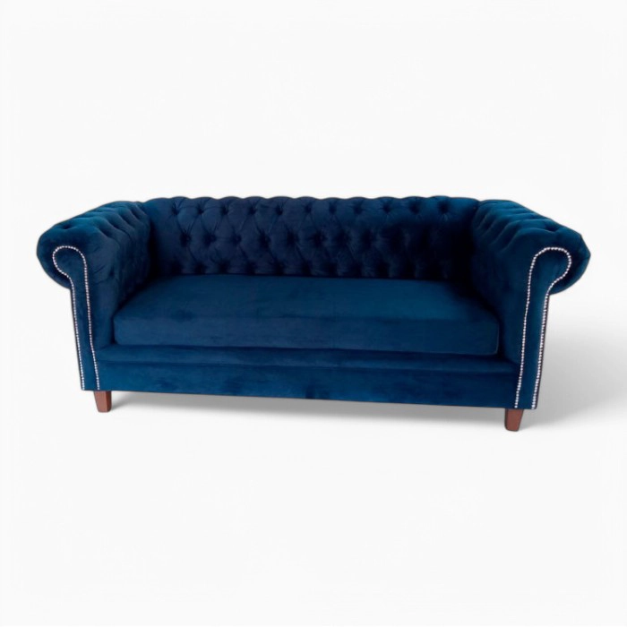 SOFA MUEBLERÍA LATINA CAPITONE 3 CUERPOS FELPA CHESTERFIELD BRABANTE - 4
