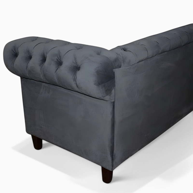 SOFA MUEBLERÍA LATINA CAPITONE 3 CUERPOS FELPA CHESTERFIELD BRABANTE - 4