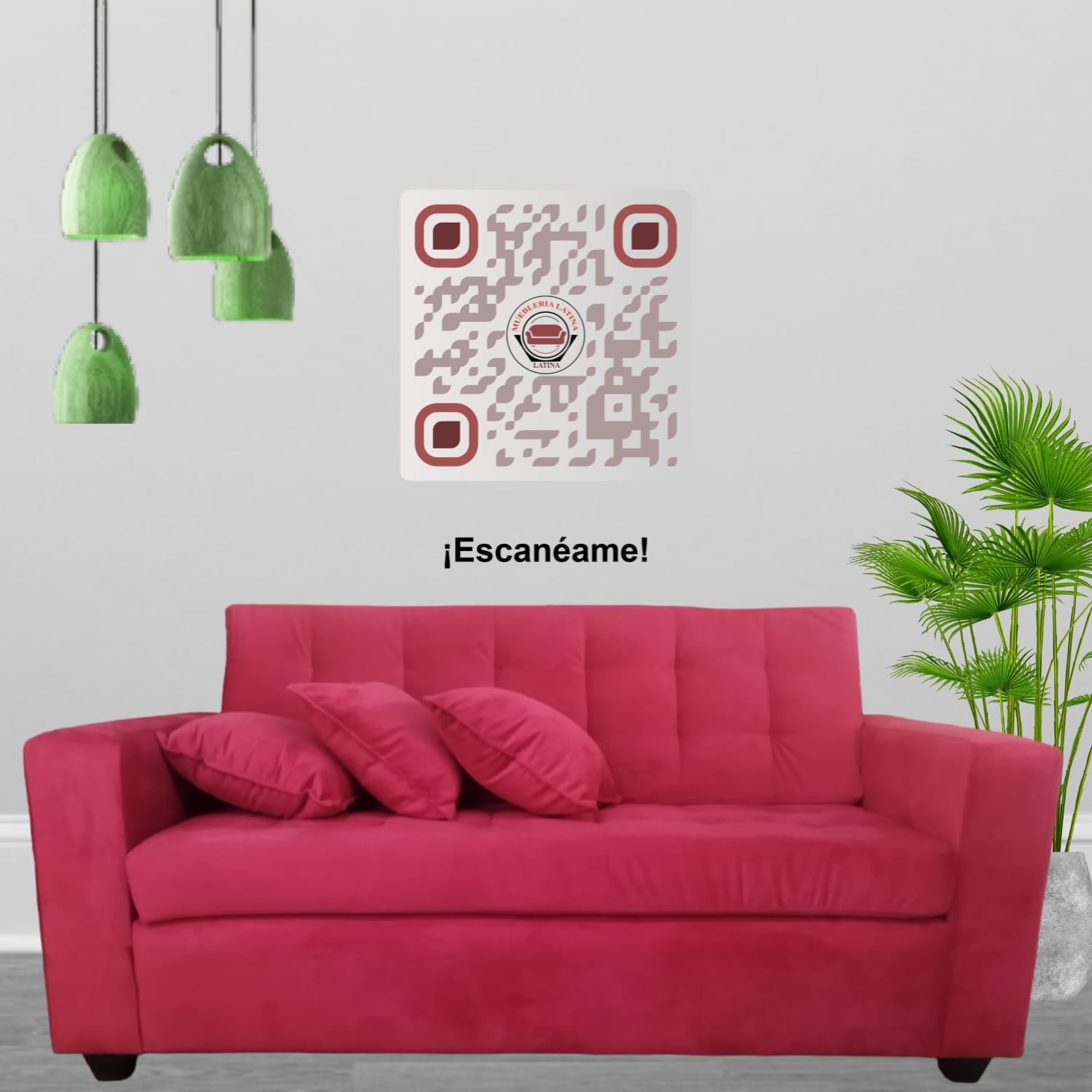 SOFA MUEBLERÍA LATINA 3 CUERPOS FELPA ROJO - 2
