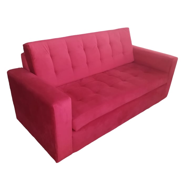 SOFA MUEBLERÍA LATINA 3 CUERPOS FELPA ROJO - 4