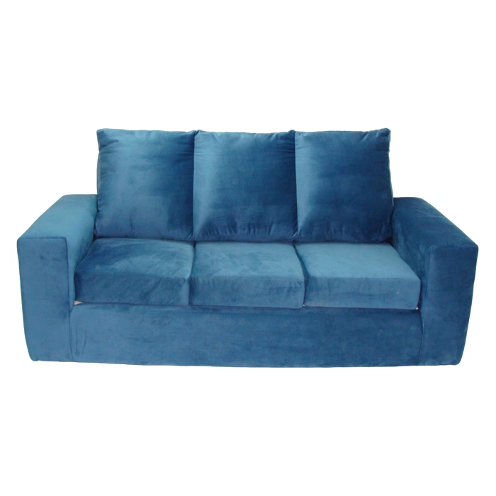 SOFA MUEBLERÍA LATINA CARRE 3 CUERPOS FELPA AZUL - 1