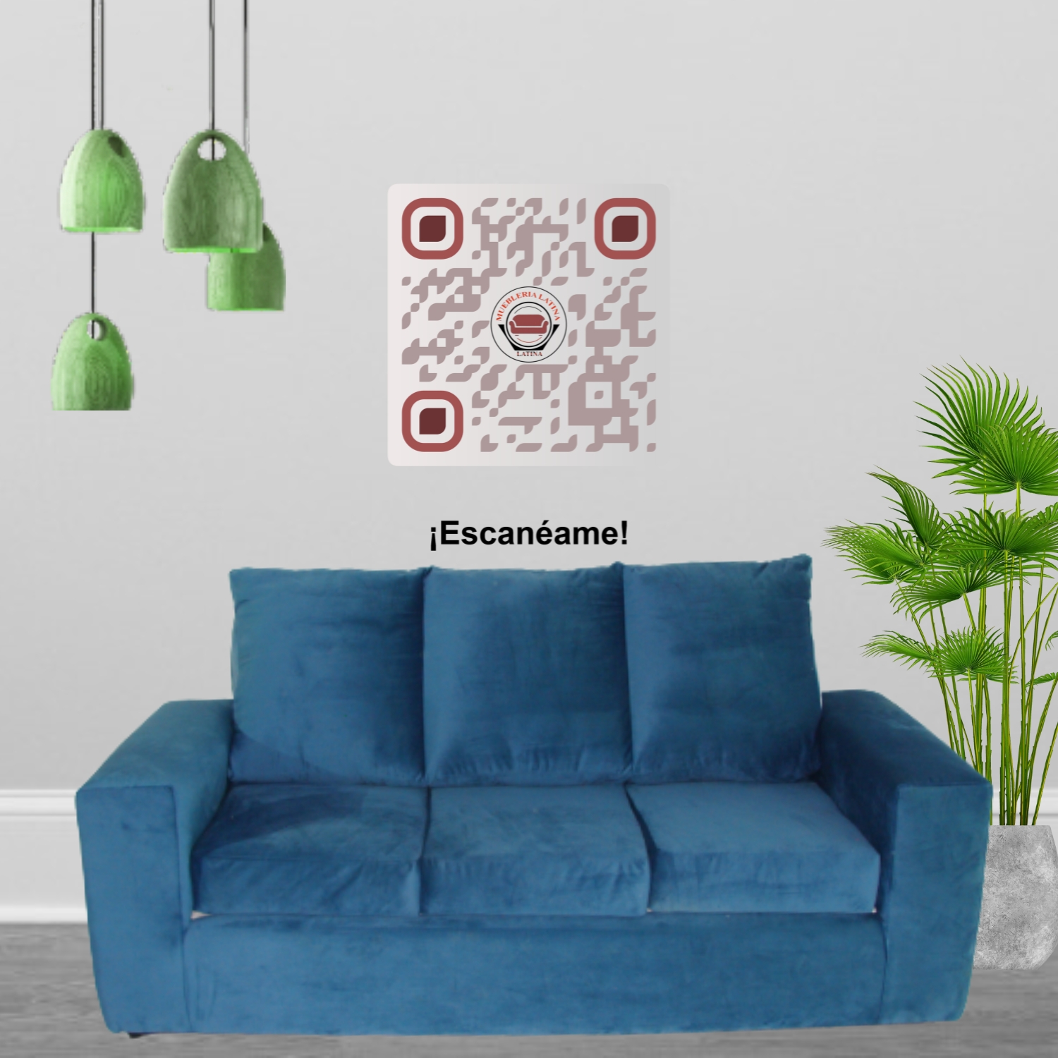 SOFA MUEBLERÍA LATINA CARRE 3 CUERPOS FELPA AZUL - 2