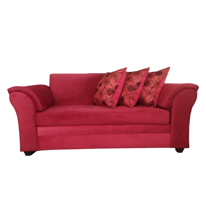 SOFA MUEBLERÍA LATINA MUSTANG 3 CUERPOS FELPA ROJO - 1