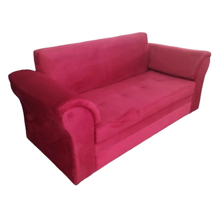 SOFA MUEBLERÍA LATINA MUSTANG 3 CUERPOS FELPA ROJO - 4