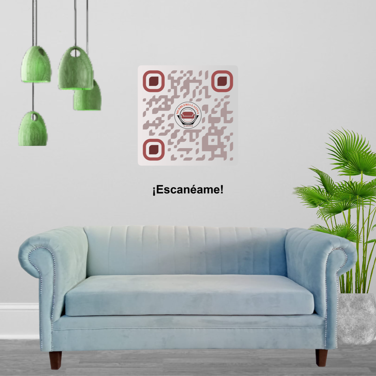SOFA MUEBLERÍA LATINA LINEAL 3 CUERPOS FELPA VERDE CLARO BRABANTE - 2