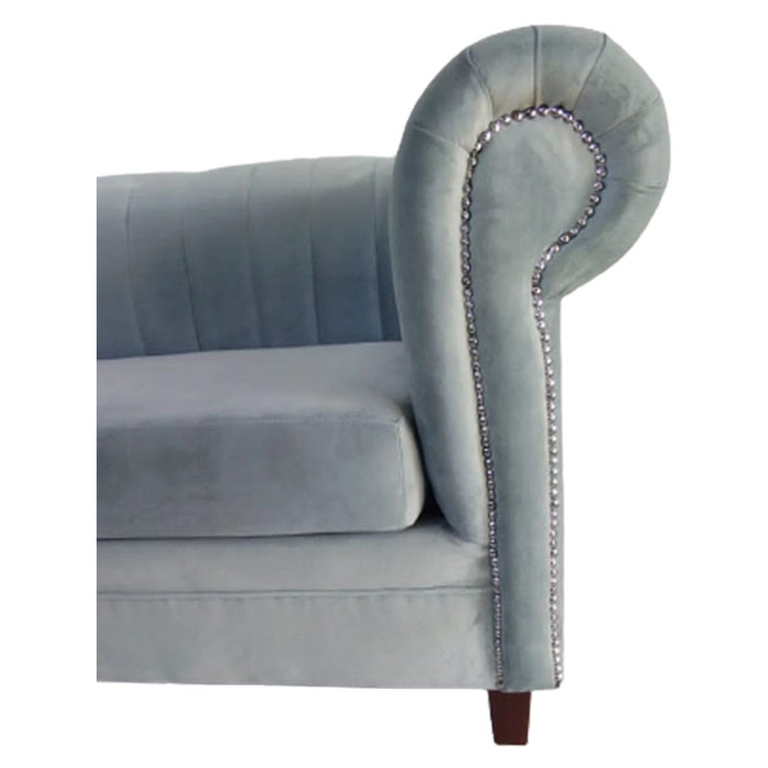SOFA MUEBLERÍA LATINA LINEAL 3 CUERPOS FELPA VERDE CLARO BRABANTE - 3