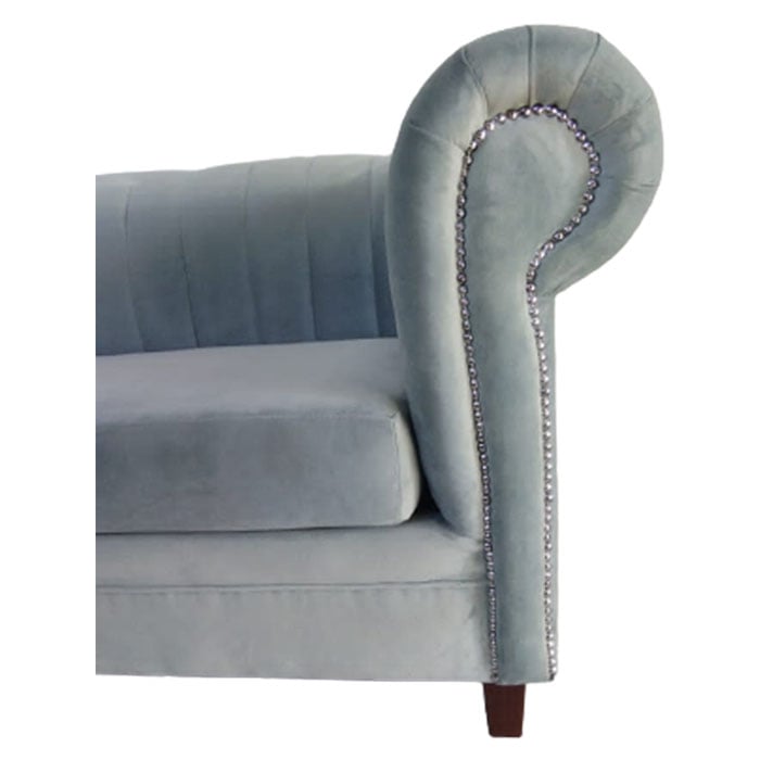 SOFA MUEBLERÍA LATINA LINEAL 3 CUERPOS FELPA VERDE CLARO BRABANTE - 3