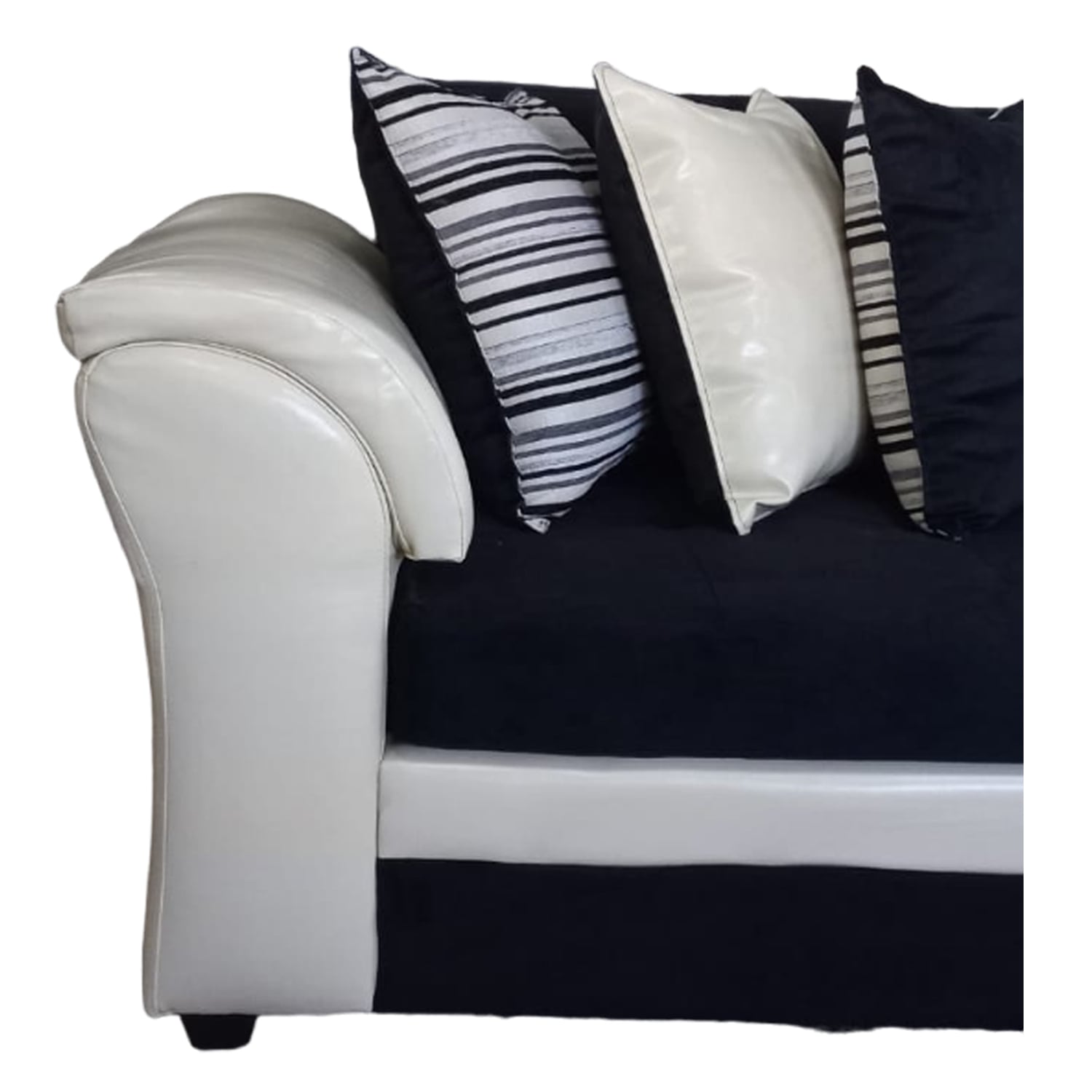 SECCIONAL MUEBLERÍA LATINA MUSTANG DERECHO 5 CUERPOS FELPA GRANDE NEGRO BRAZO BEIGE - 4