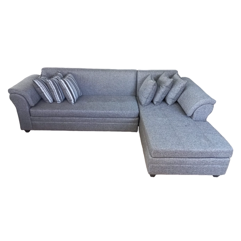 SECCIONAL MUEBLERÍA LATINA MUSTANG DERECHO 5 CUERPOS LINO GRIS OSCURO GRANDE - 1
