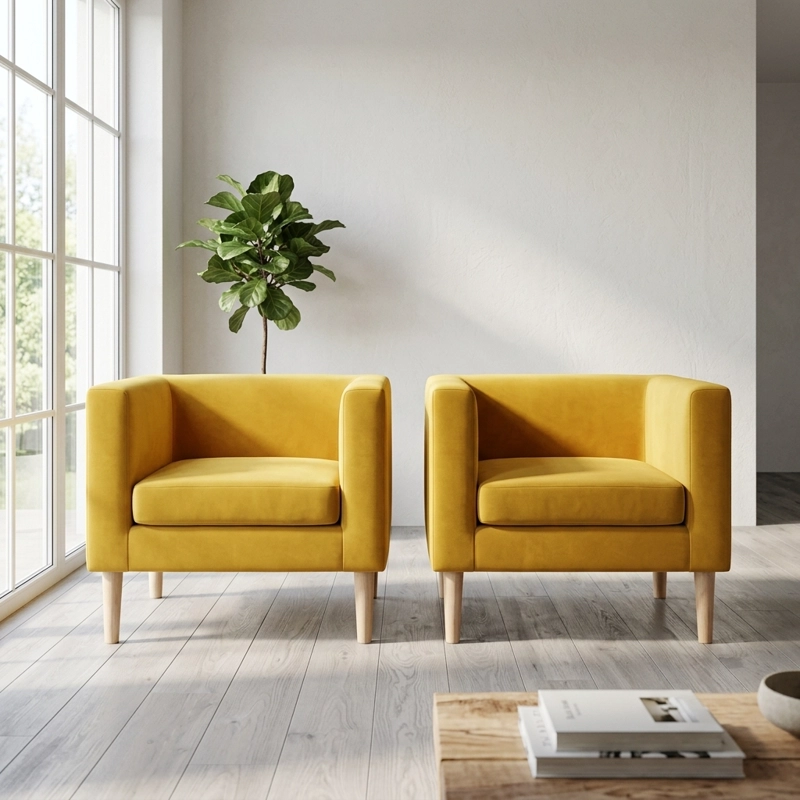 POLTRONA MUEBLERÍA LATINA BORLANGE CUBO FELPA AMARILLO PACK 2 - 4