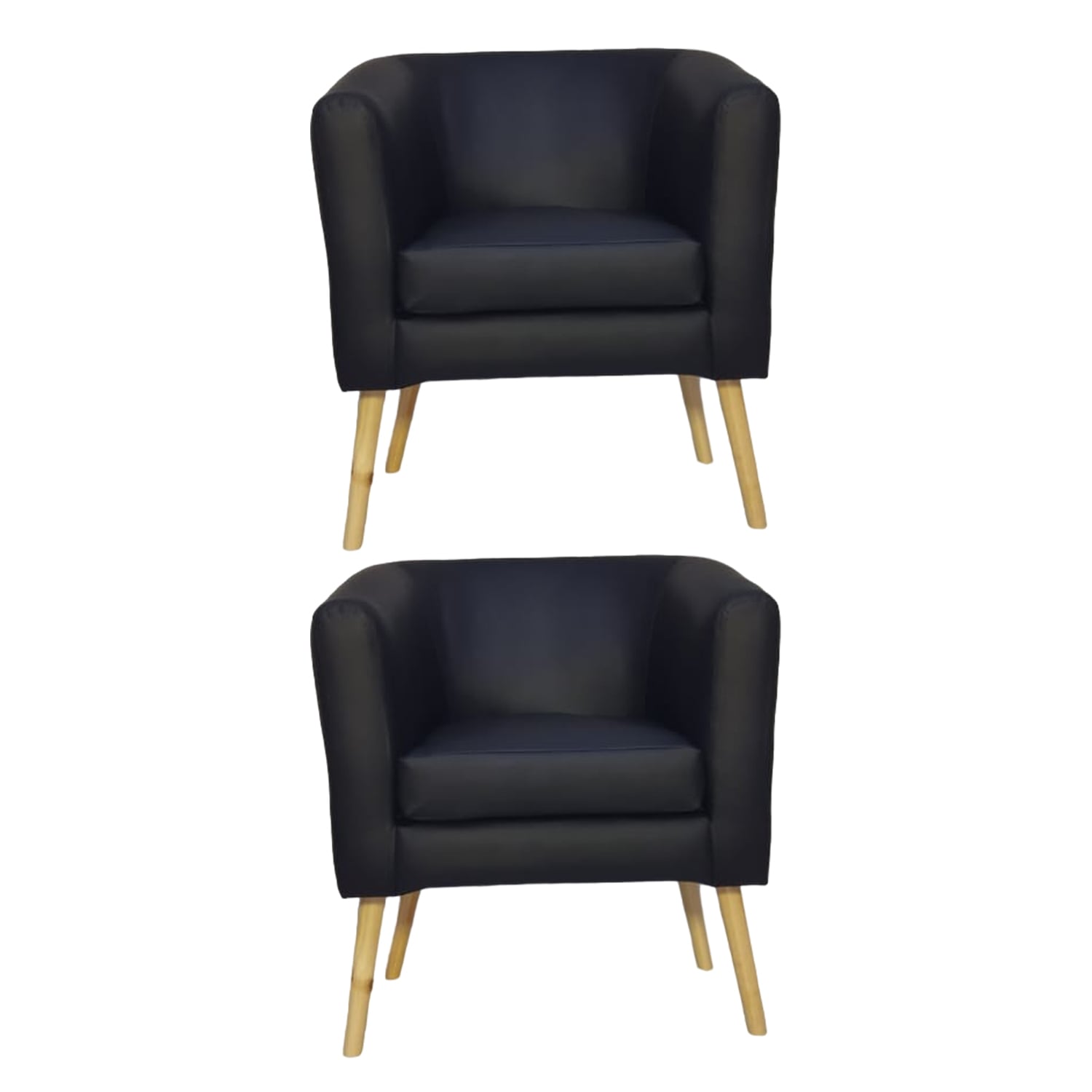 POLTRONA MUEBLERÍA LATINA PORTREE LUNA ECOCUERO NEGRO PACK 2 - 1