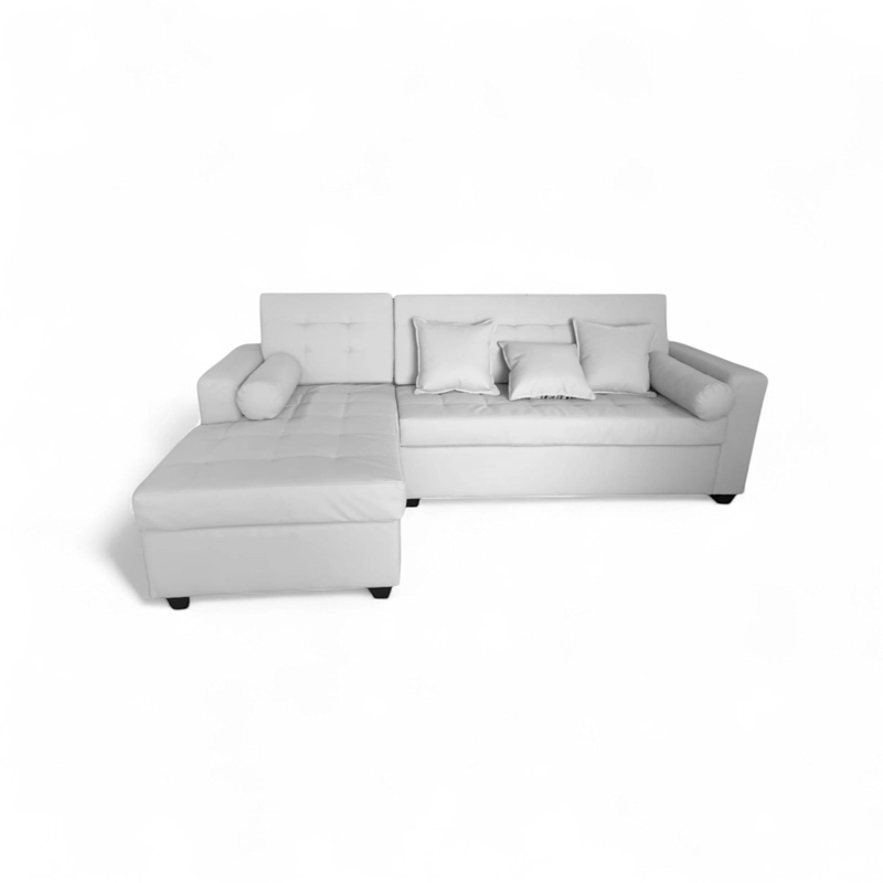 SECCIONAL MUEBLERÍA LATINA IZQUIERDO 4 CUERPOS ECOCUERO BLANCO - 4