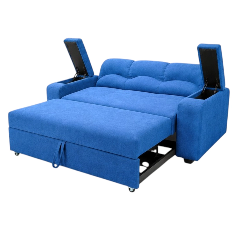 SOFÁ MUEBLERÍA LATINA DECO 3 CUERPOS LINO AZUL CAMA FUNCIONAL 2 PZ - 4