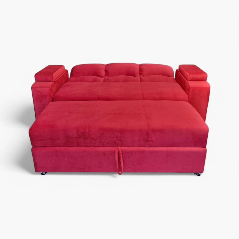 SOFÁ MUEBLERÍA LATINA DECO 3 CUERPOS FELPA BURDEO CAMA FUNCIONAL 2 PZ - 2