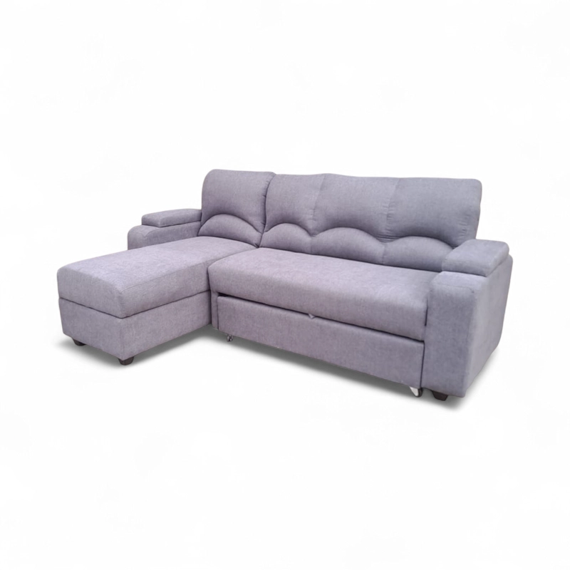 SECCIONAL MUEBLERÍA LATINA DECO 5 CUERPOS LINO GRIS CAMA BAUL FUNCIONAL 2 PZ IZQUIERDO - 2