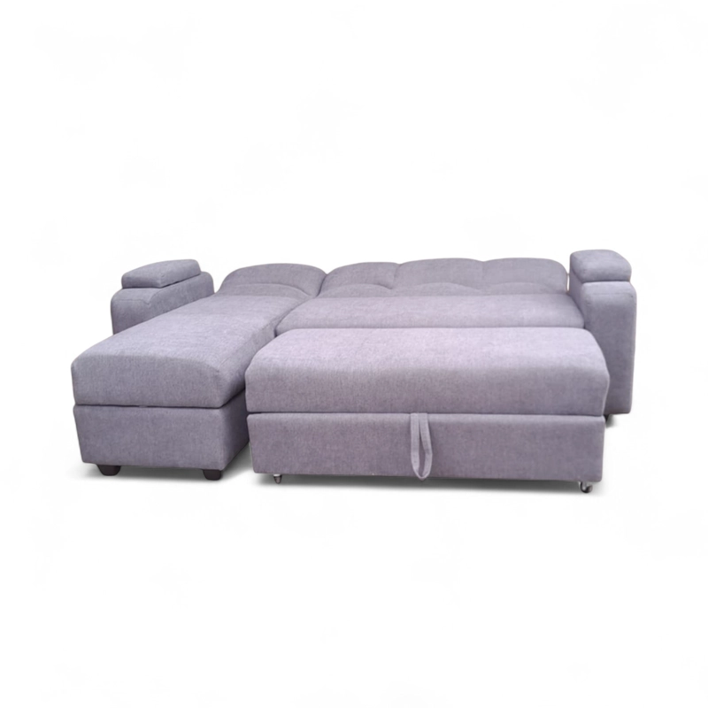 SECCIONAL MUEBLERÍA LATINA DECO 5 CUERPOS LINO GRIS CAMA BAUL FUNCIONAL 2 PZ IZQUIERDO - 3