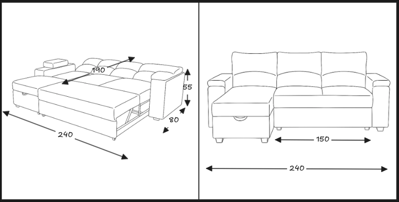 SECCIONAL MUEBLERÍA LATINA DECO 5 CUERPOS LINO GRIS CAMA BAUL FUNCIONAL 2 PZ IZQUIERDO - 5