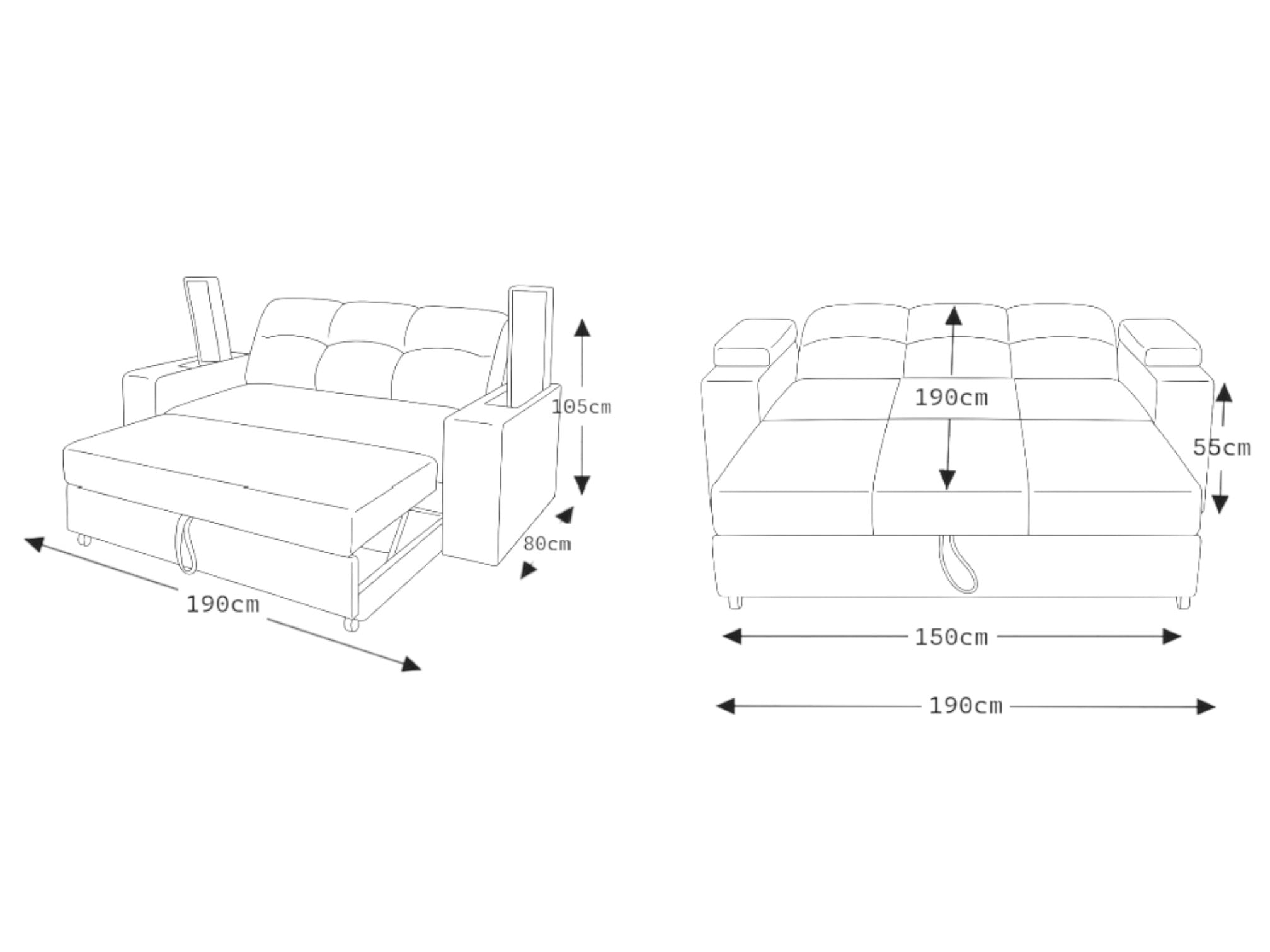 SOFÁ MUEBLERÍA LATINA DECO 3 CUERPOS FELPA AZUL ELECTRICO CAMA FUNCIONAL 2 PZ - 5