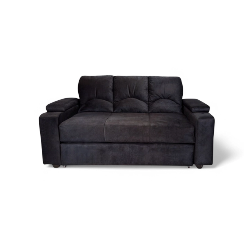SOFÁ MUEBLERÍA LATINA DECO 3 CUERPOS FELPA NEGRO CAMA FUNCIONAL 2 PZ - 4