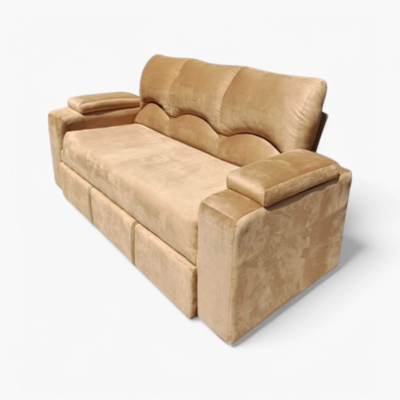 SOFÁ MUEBLERÍA LATINA DECO 3 CUERPOS FELPA CAMEL CAMA FUNCIONAL 2 PZ - 4