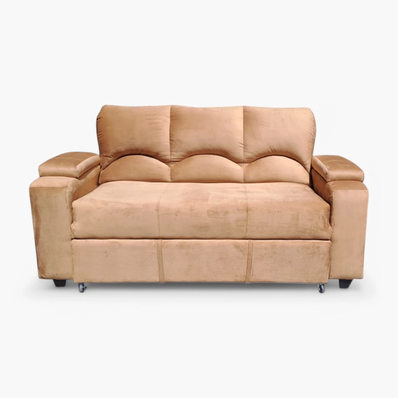 SOFÁ MUEBLERÍA LATINA DECO 3 CUERPOS FELPA CAMEL CAMA FUNCIONAL 2 PZ - 5
