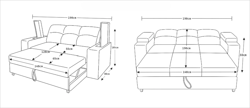 SOFÁ MUEBLERÍA LATINA DECO 3 CUERPOS FELPA CAMEL CAMA FUNCIONAL 2 PZ - 6