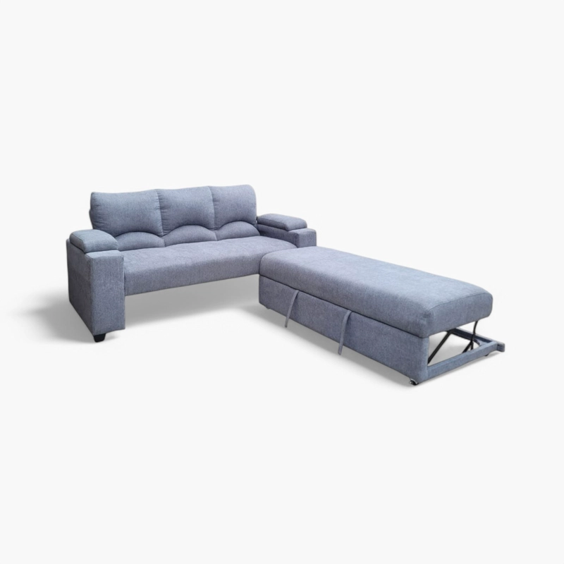 SOFÁ MUEBLERÍA LATINA DECO 3 CUERPOS LINO GRIS CAMA FUNCIONAL 2 PZ - 2