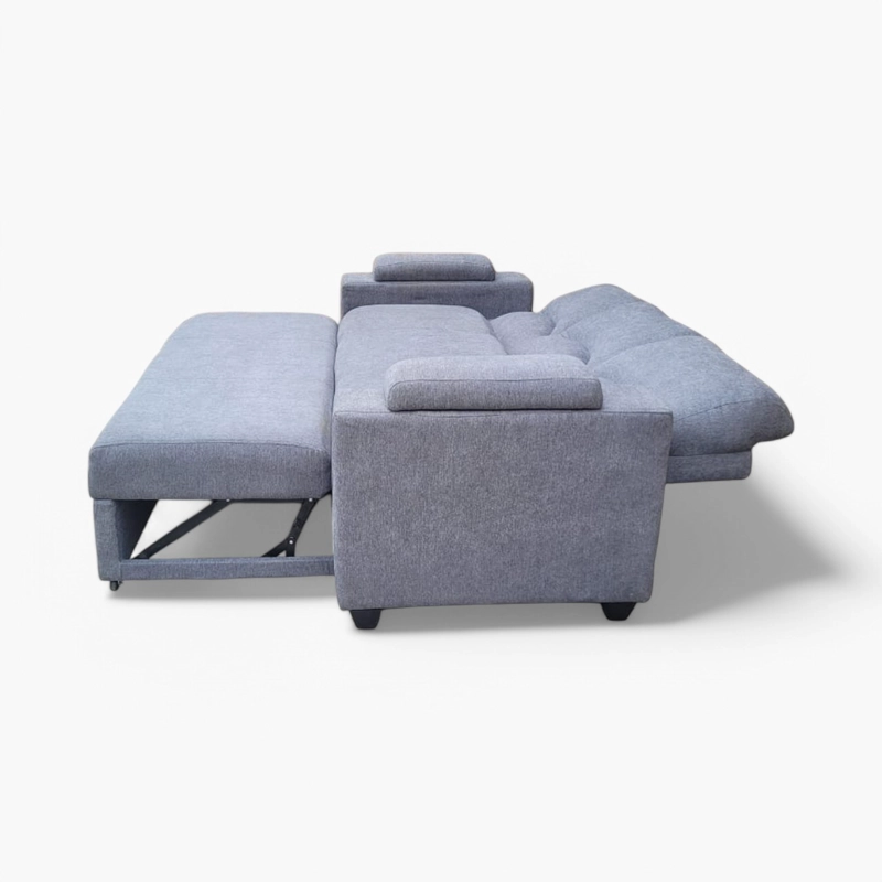 SOFÁ MUEBLERÍA LATINA DECO 3 CUERPOS LINO GRIS CAMA FUNCIONAL 2 PZ - 3