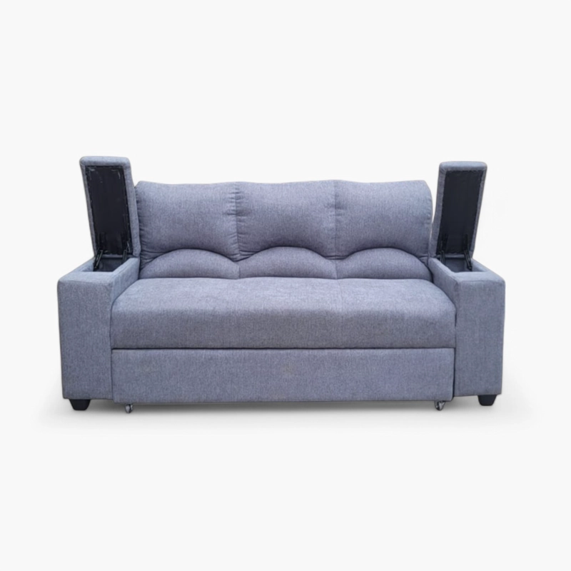 SOFÁ MUEBLERÍA LATINA DECO 3 CUERPOS LINO GRIS CAMA FUNCIONAL 2 PZ - 4