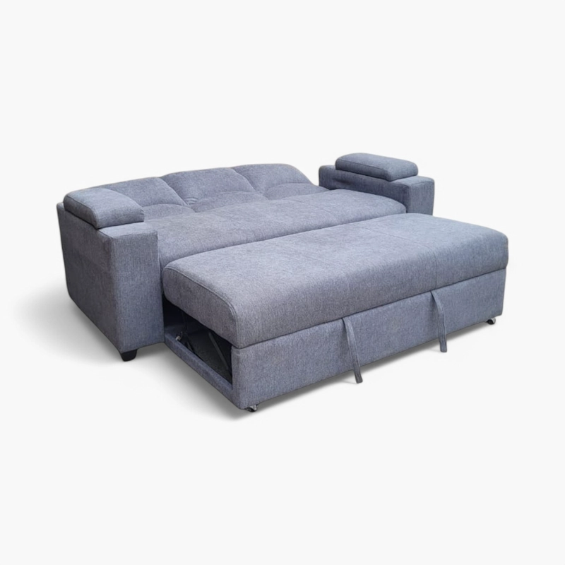 SOFÁ MUEBLERÍA LATINA DECO 3 CUERPOS LINO GRIS CAMA FUNCIONAL 2 PZ - 6