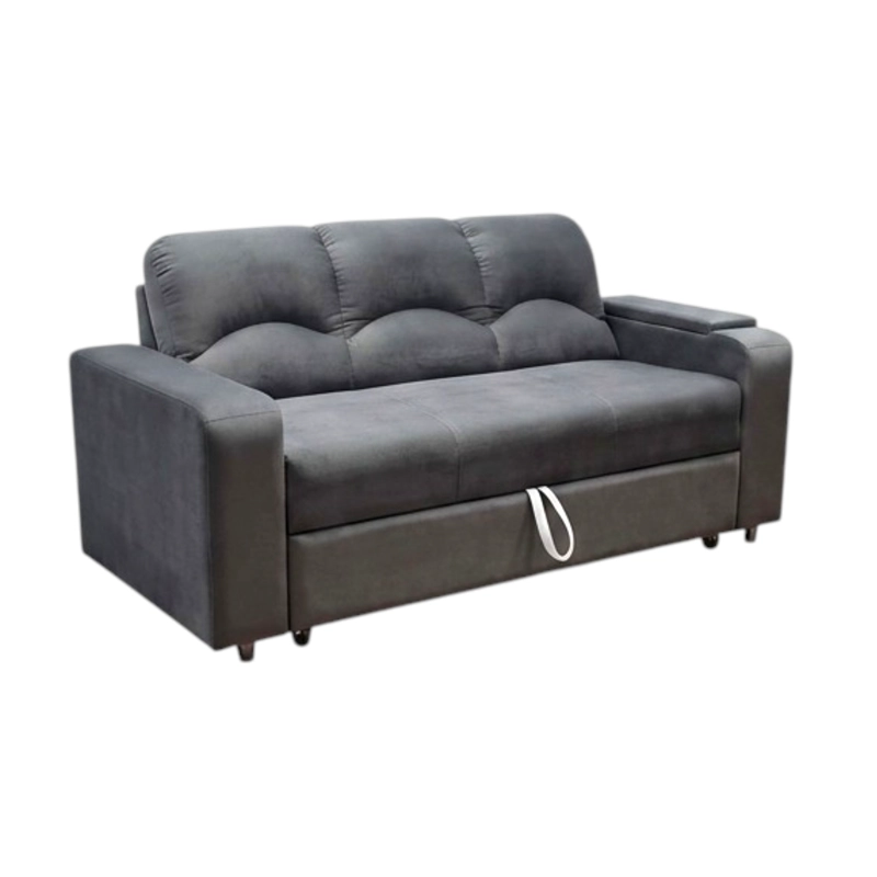 SOFÁ MUEBLERÍA LATINA DECO 3 CUERPOS FELPA GRIS CAMA FUNCIONAL 2 PZ - 5