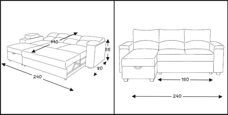 SECCIONAL MUEBLERÍA LATINA DECO 5 CUERPOS LINO AZUL CAMA BAUL FUNCIONAL 2 PZ IZQUIERDO - 4