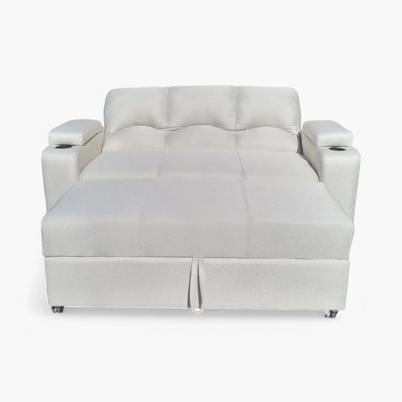 SOFÁ MUEBLERÍA LATINA DECO 3 CUERPOS LINO CRUDO CAMA FUNCIONAL 2 PZ IMPERMEABLE - 3