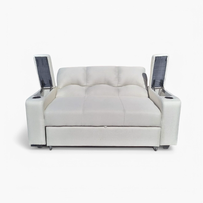 SOFÁ MUEBLERÍA LATINA DECO 3 CUERPOS LINO CRUDO CAMA FUNCIONAL 2 PZ IMPERMEABLE - 4
