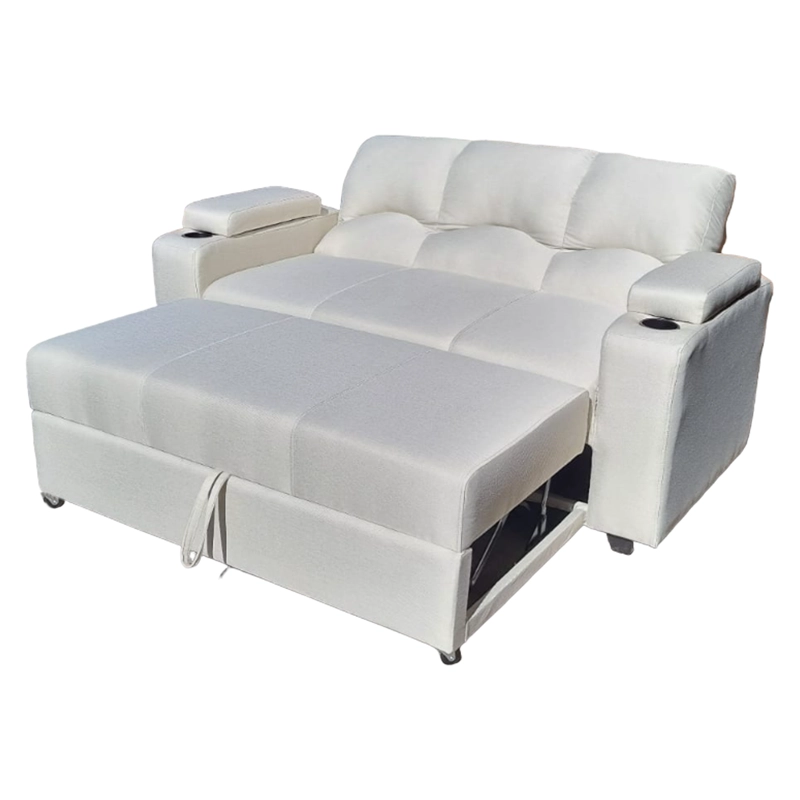 SOFÁ MUEBLERÍA LATINA DECO 3 CUERPOS LINO CRUDO CAMA FUNCIONAL 2 PZ IMPERMEABLE - 5