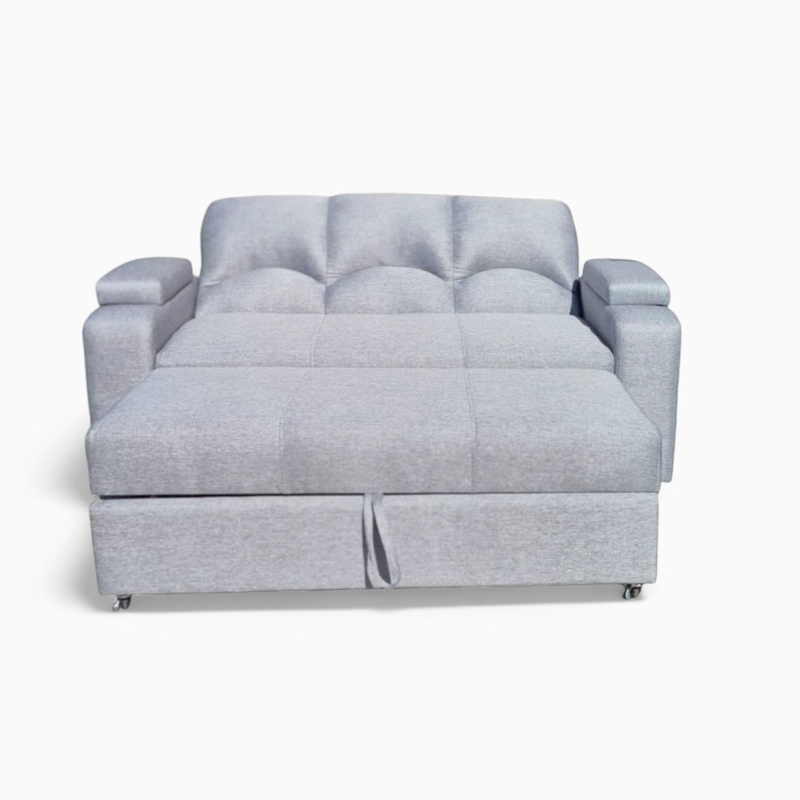 SOFÁ MUEBLERÍA LATINA DECO 3 CUERPOS GRIS CLARO CAMA FUNCIONAL 2 PZ IMPERMEABLE - 2