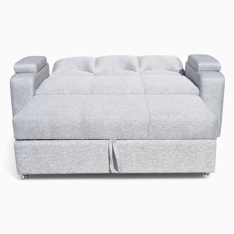 SOFÁ MUEBLERÍA LATINA DECO 3 CUERPOS GRIS CLARO CAMA FUNCIONAL 2 PZ IMPERMEABLE - 3