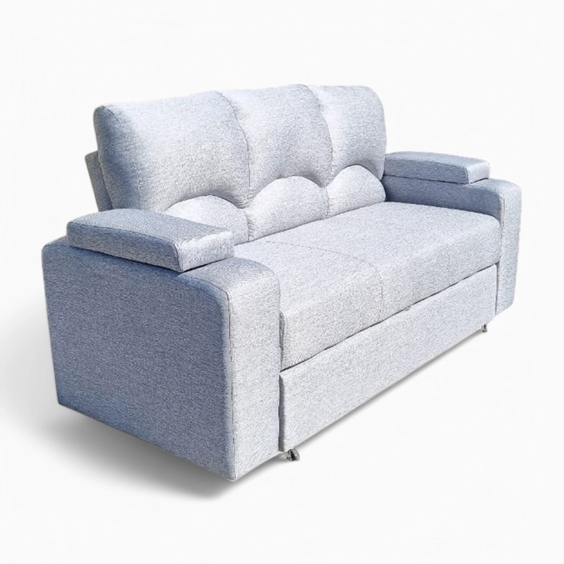 SOFÁ MUEBLERÍA LATINA DECO 3 CUERPOS GRIS CLARO CAMA FUNCIONAL 2 PZ IMPERMEABLE - 5