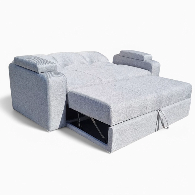 SOFÁ MUEBLERÍA LATINA DECO 3 CUERPOS GRIS CLARO CAMA FUNCIONAL 2 PZ IMPERMEABLE - 6