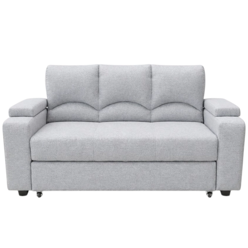 SOFÁ MUEBLERÍA LATINA DECO 3 CUERPOS GRIS CLARO CAMA FUNCIONAL 2 PZ IMPERMEABLE - 7