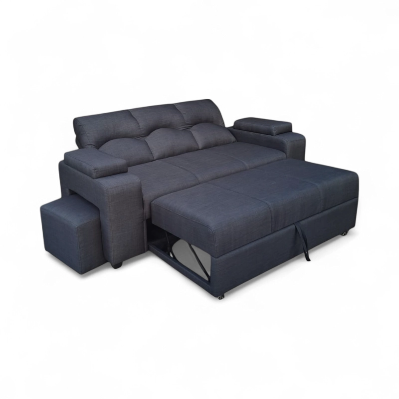 SOFA CAMA FUNCIONAL 2PZ DECO POUF LINO MARENGO - 3