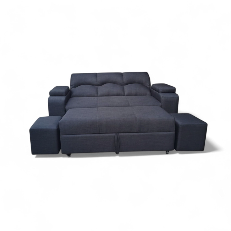 SOFA CAMA FUNCIONAL 2PZ DECO POUF LINO MARENGO - 6