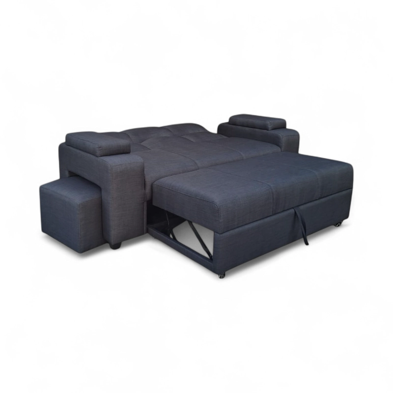 SOFA CAMA FUNCIONAL 2PZ DECO POUF LINO MARENGO - 7